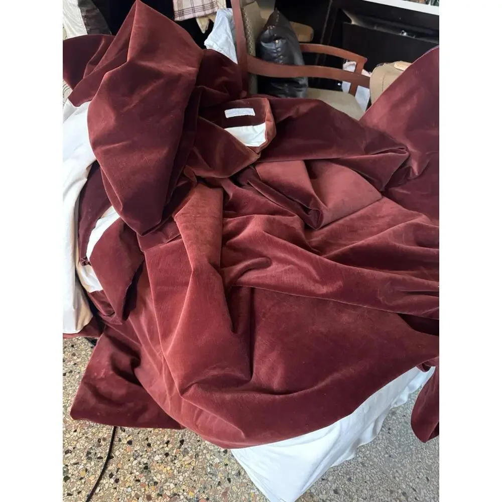 Restoration Hardware (2) Velvet Curtain Panels Red 49 By 96 Pocket DBL Blackout